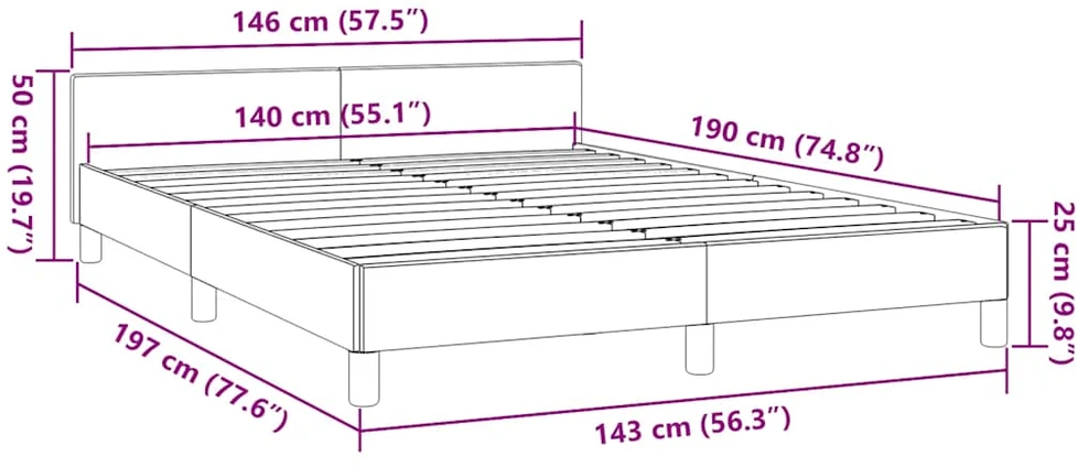 Lovos rėmas su galvūgaliu be čiužinio mėlynas 140x190cm audinys