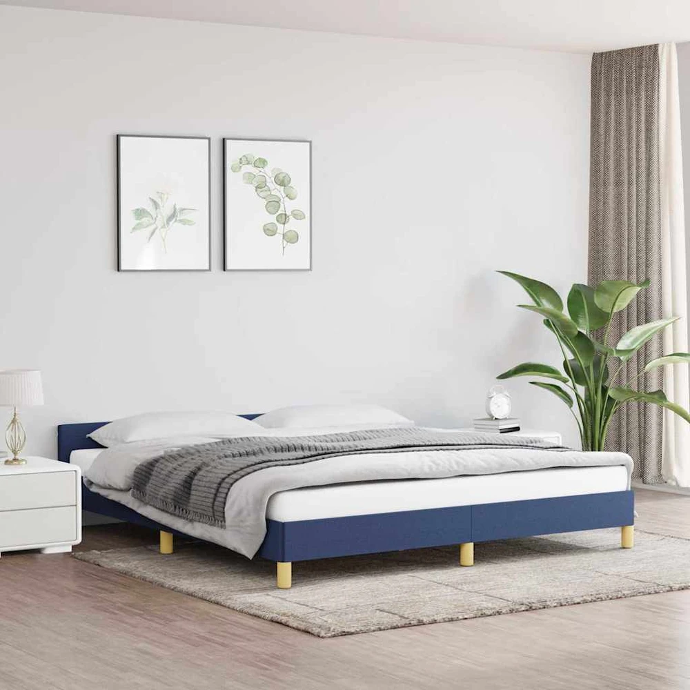 Lovos rėmas su galvūgaliu be čiužinio mėlynas 160x200cm audinys