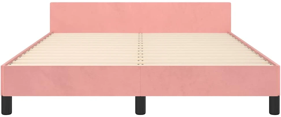 lovos rėmas su galvūgaliu be čiužinio rožinis 140x200cm aksomas