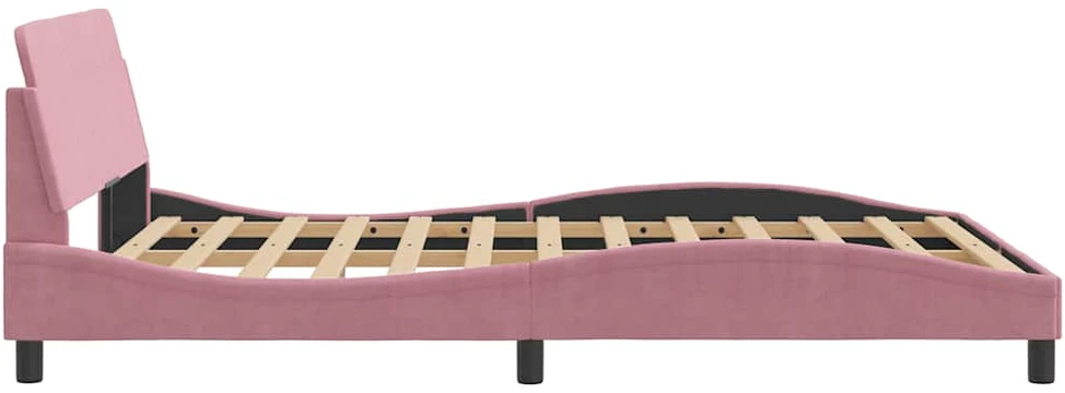lovos rėmas su galvūgaliu be čiužinio rožinis 140x200cm aksomas