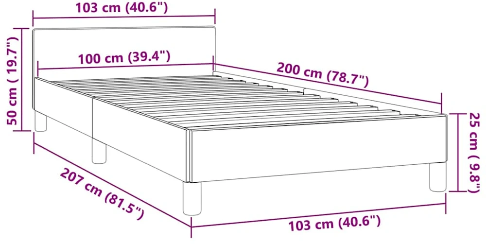lovos rėmas su galvūgaliu be čiužinio rožinis 100x200cm aksomas