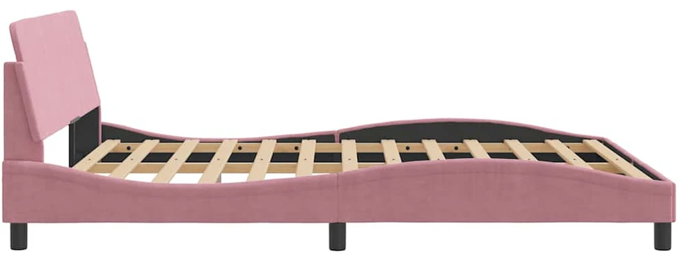 lovos rėmas su galvūgaliu be čiužinio rožinis 160x200cm aksomas