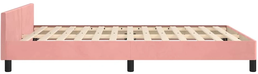 lovos rėmas su galvūgaliu be čiužinio rožinis 140x200cm aksomas