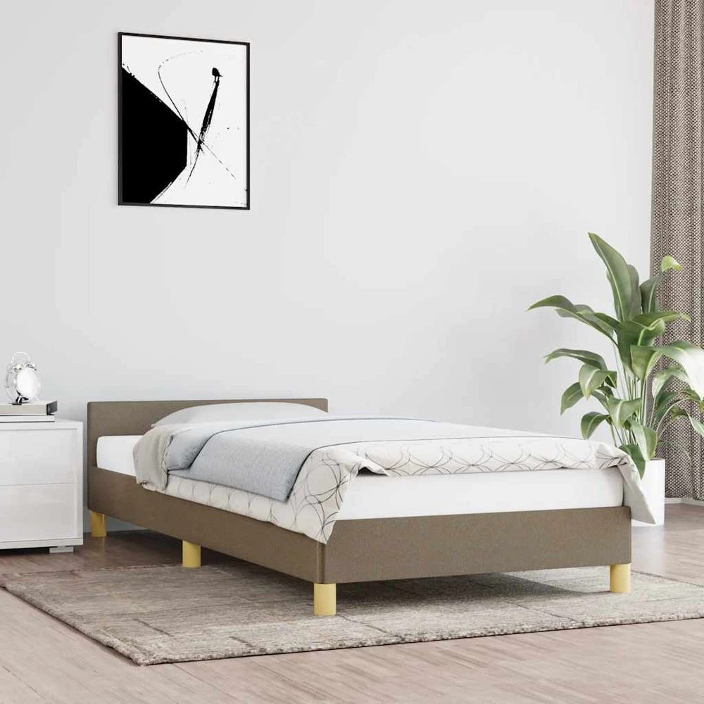 Lovos rėmas su galvūgaliu be čiužinio, taupe, 90x190cm audinys