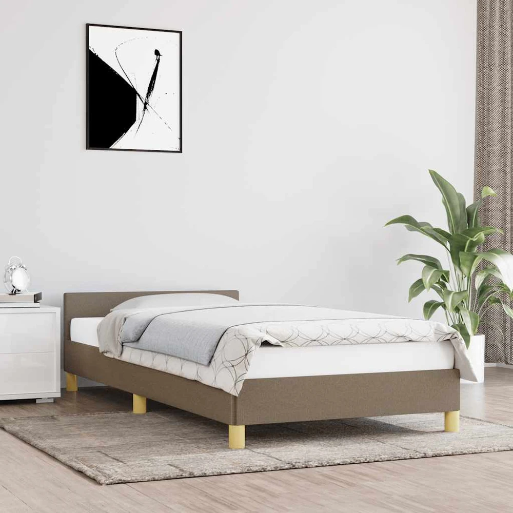 Lovos rėmas su galvūgaliu be čiužinio, taupe, 80x200cm, audinys