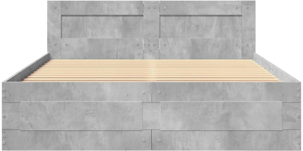 Lovos rėmas su galvūgaliu, betono, 140x200cm, apdirbta mediena