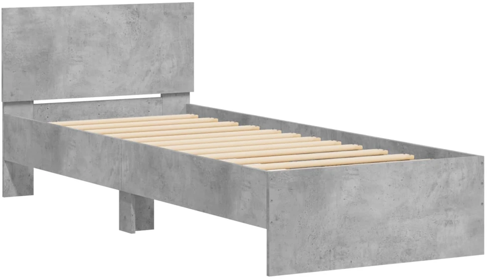 Lova Lovos Rėmas su Galvūgaliu Betono pilka Apdirbta mediena