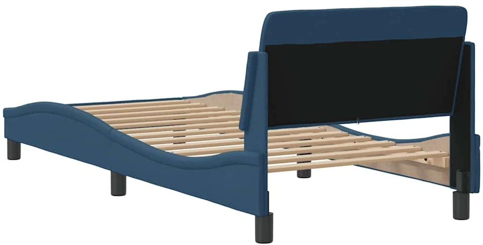 Lovos rėmas su galvūgaliu be čiužinio, mėlynas 90x190cm audinys