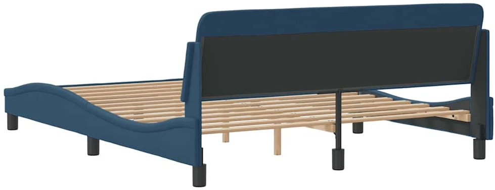 Lovos rėmas su galvūgaliu be čiužinio mėlynas 160x200cm audinys