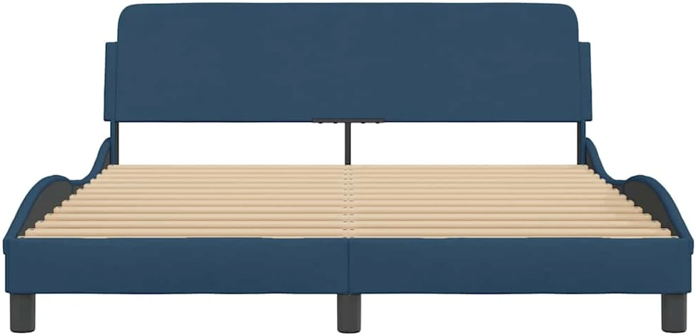 Lovos rėmas su galvūgaliu be čiužinio mėlynas 160x200cm audinys