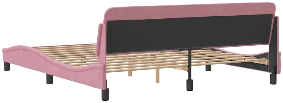 lovos rėmas su galvūgaliu be čiužinio rožinis 180x200cm aksomas