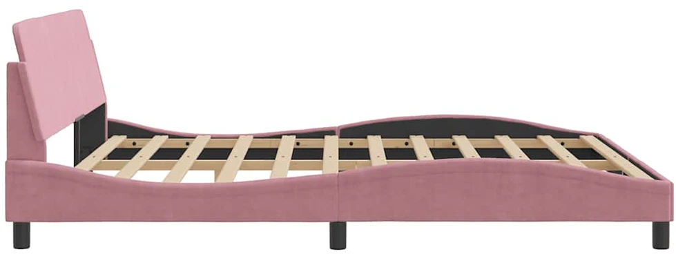 lovos rėmas su galvūgaliu be čiužinio rožinis 180x200cm aksomas