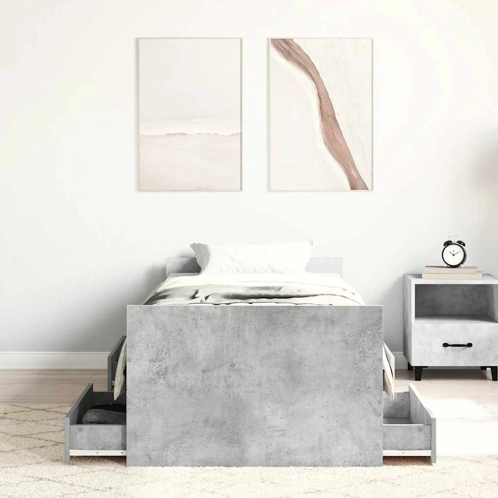 Lovos rėmas su galvūgaliu ir kojūgaliu, betono, 75x190cm