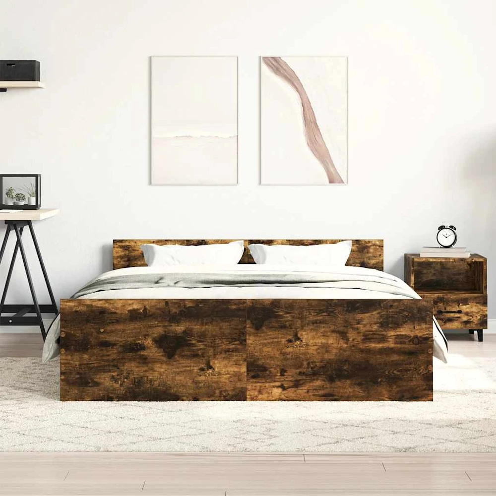 Lovos rėmas su galvūgaliu ir kojūgaliu, dūminis, 150x200cm