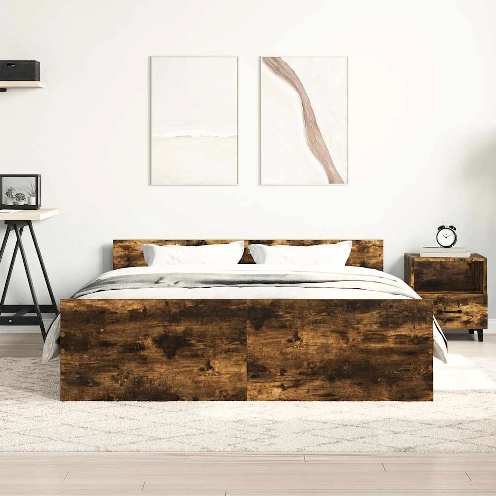 Lovos rėmas su galvūgaliu ir kojūgaliu, dūminis, 140x200cm