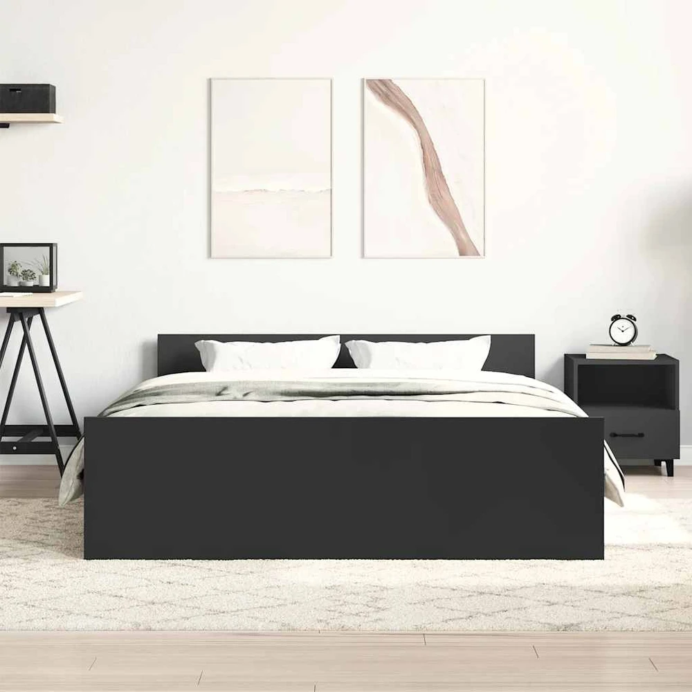 Lovos rėmas su galvūgaliu ir kojūgaliu, juodas, 120x190cm