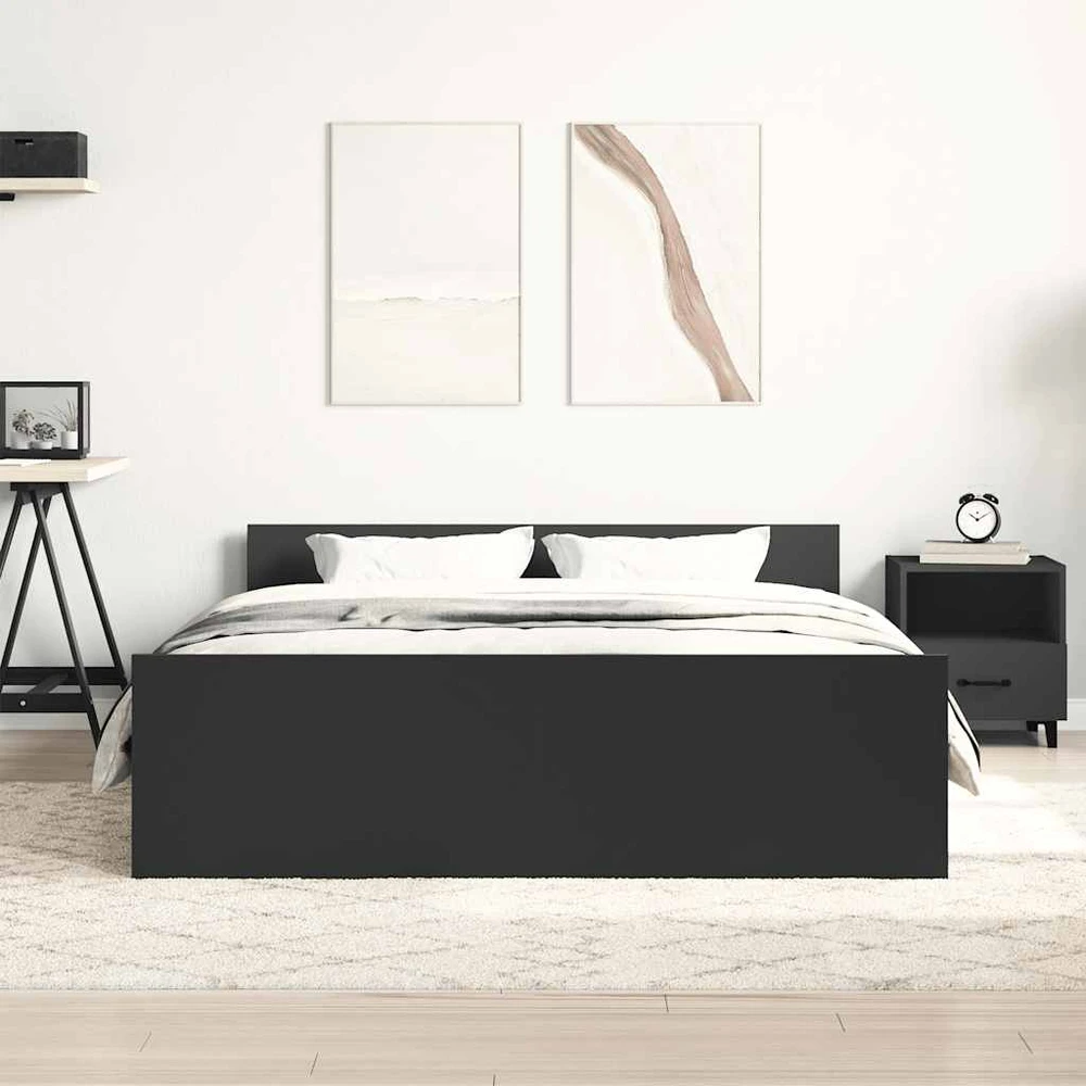 Lovos rėmas su galvūgaliu ir kojūgaliu, juodas, 150x200cm