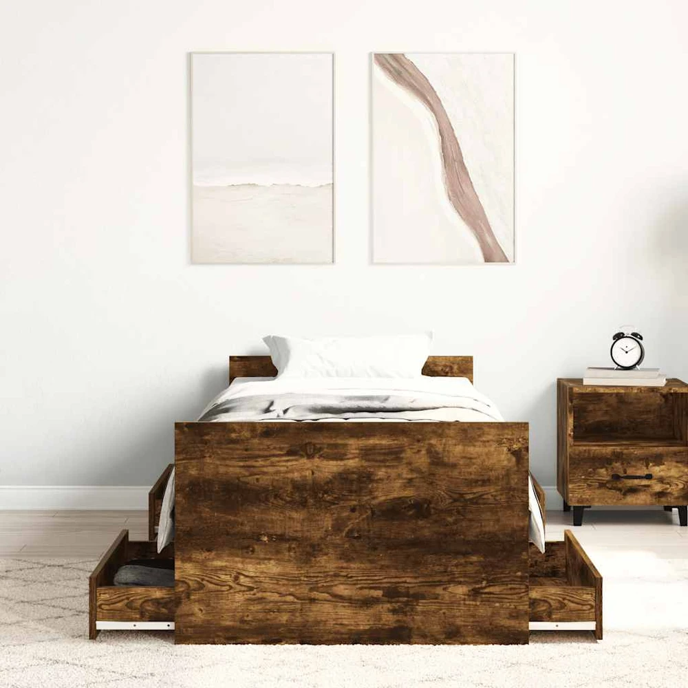 Lovos rėmas su galvūgaliu ir kojūgaliu, dūminis, 90x190cm