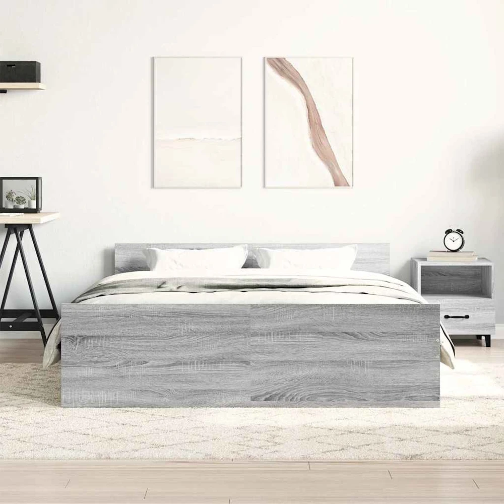 Lovos rėmas su galvūgaliu ir kojūgaliu, pilkas, 140x200cm