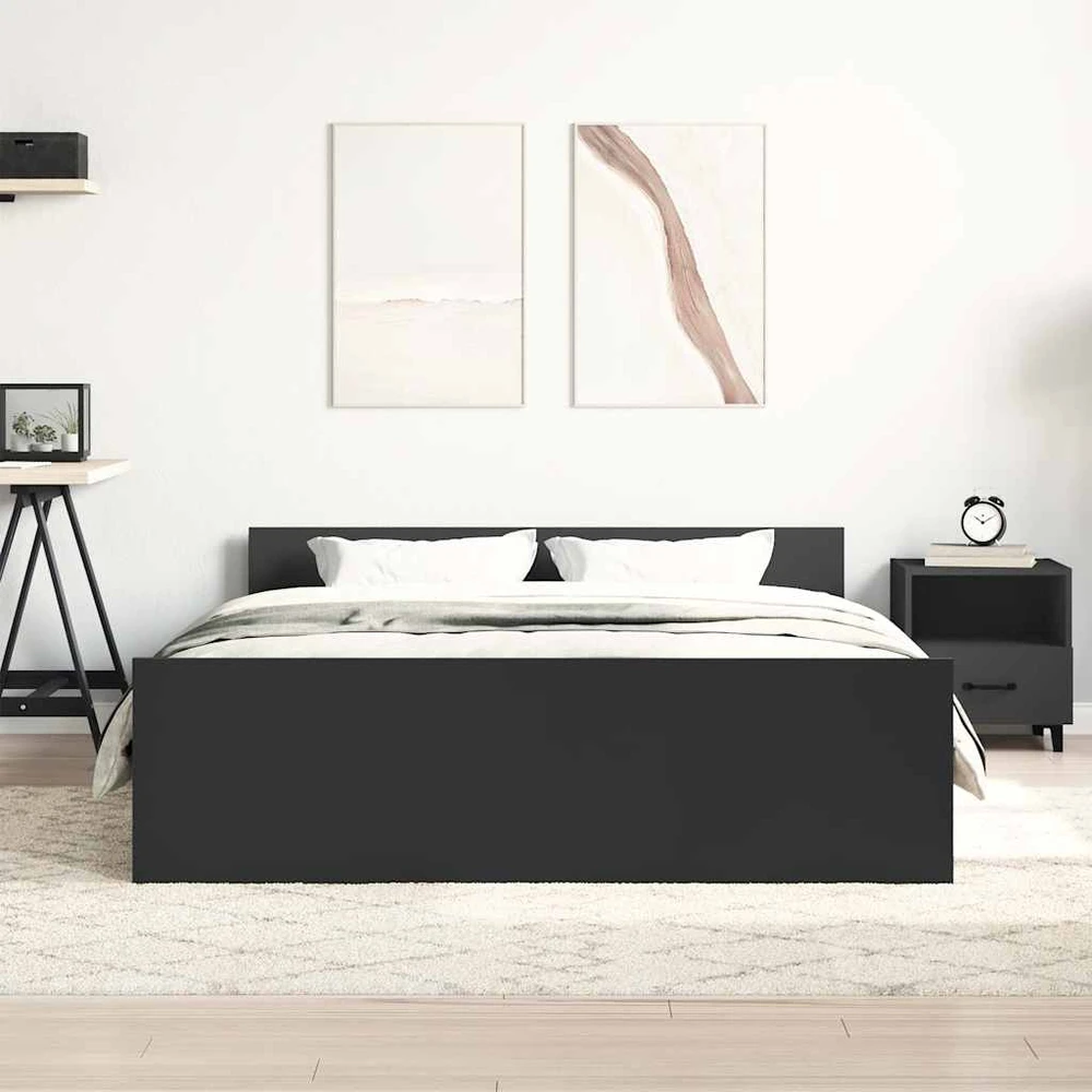 Lovos rėmas su galvūgaliu ir kojūgaliu, juodas, 120x200cm