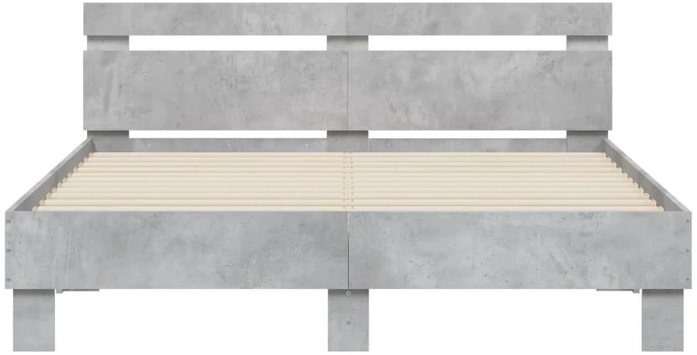 Lovos rėmas su galvūgaliu ir LED, betono pilkas, 140x190cm
