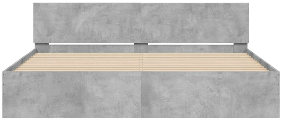 Lovos rėmas su galvūgaliu ir LED, betono pilkas, 180x200cm