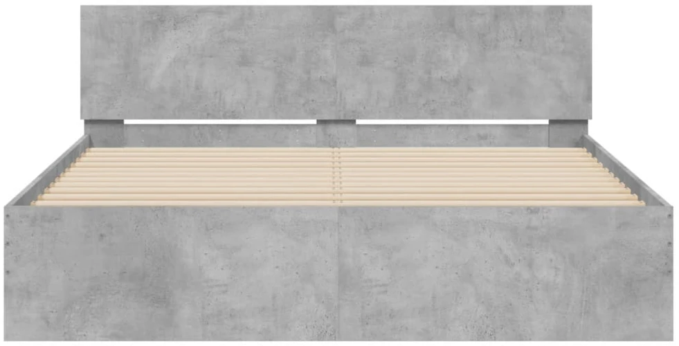 Lovos rėmas su galvūgaliu ir LED, betono pilkas, 160x200cm
