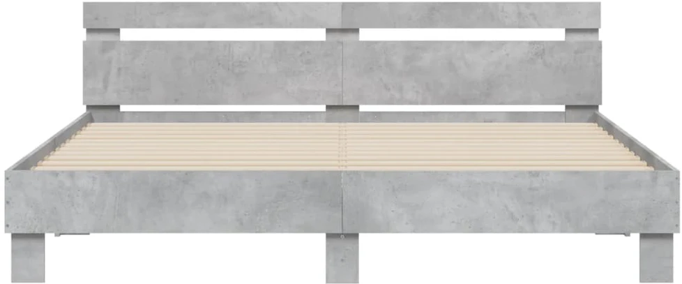 Lovos rėmas su galvūgaliu ir LED, betono pilkas, 200x200cm