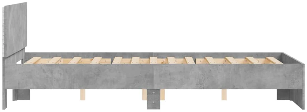 Lovos rėmas su galvūgaliu ir LED, betono pilkas, 140x200cm