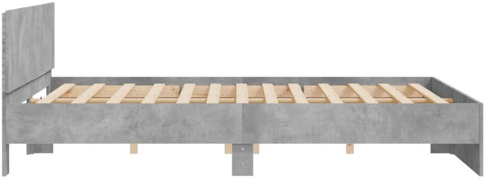 Lovos rėmas su galvūgaliu ir LED, betono pilkas, 200x200cm