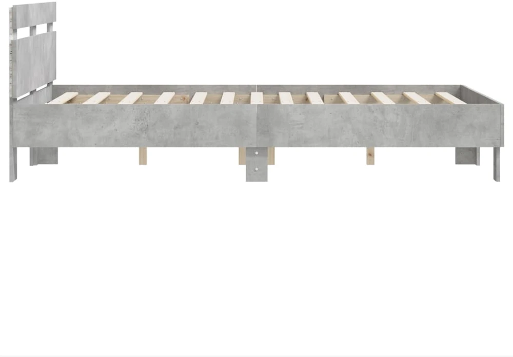 Lova Lovos rėmas su galvūgaliu ir LED, betono pilkas, 135x190cm