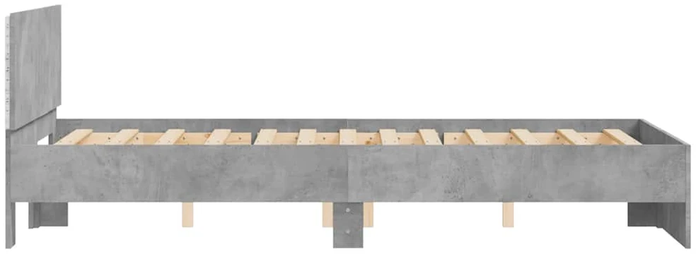 Lovos rėmas su galvūgaliu ir LED, betono pilkas, 120x190cm