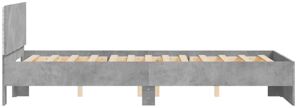 Lovos rėmas su galvūgaliu ir LED, betono pilkas, 140x190cm