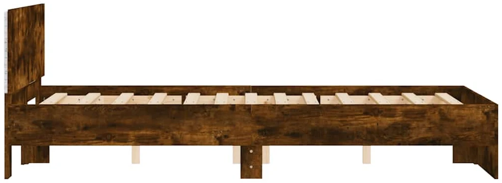 Lovos rėmas su galvūgaliu ir LED, dūminio ąžuolo, 140x190cm