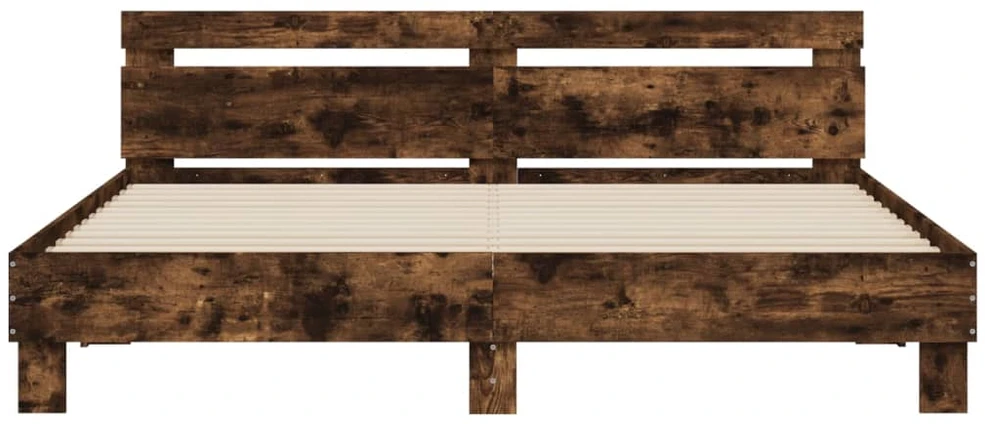 Lovos rėmas su galvūgaliu ir LED, dūminio ąžuolo, 200x200cm