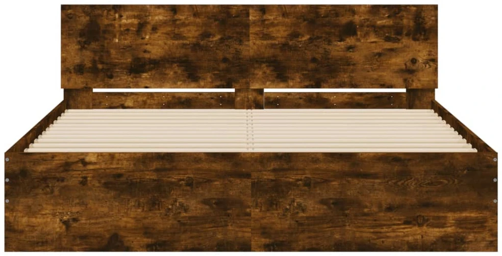 Lovos rėmas su galvūgaliu ir LED, dūminio ąžuolo, 160x200cm