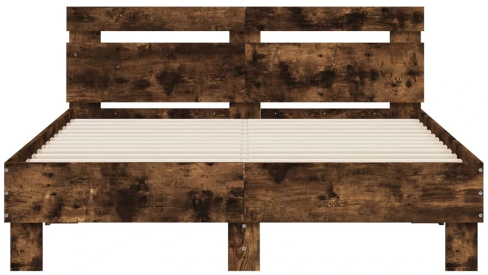 Lova Lovos rėmas su galvūgaliu ir LED, dūminio ąžuolo, 135x190cm