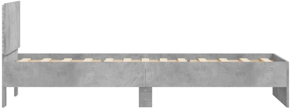 Lovos rėmas su galvūgaliu ir LED lemputėmis, betono, 90x190cm
