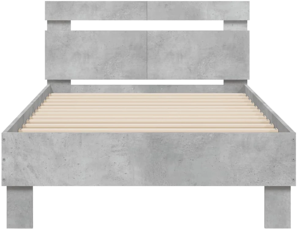 Lovos rėmas su galvūgaliu ir LED lemputėmis, betono, 100x200cm