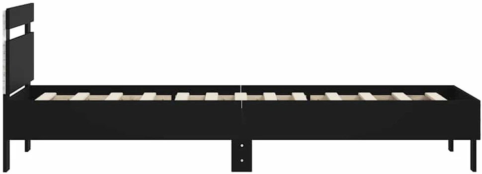 Lovos rėmas su galvūgaliu ir LED lemputėmis, juodas, 75x190cm