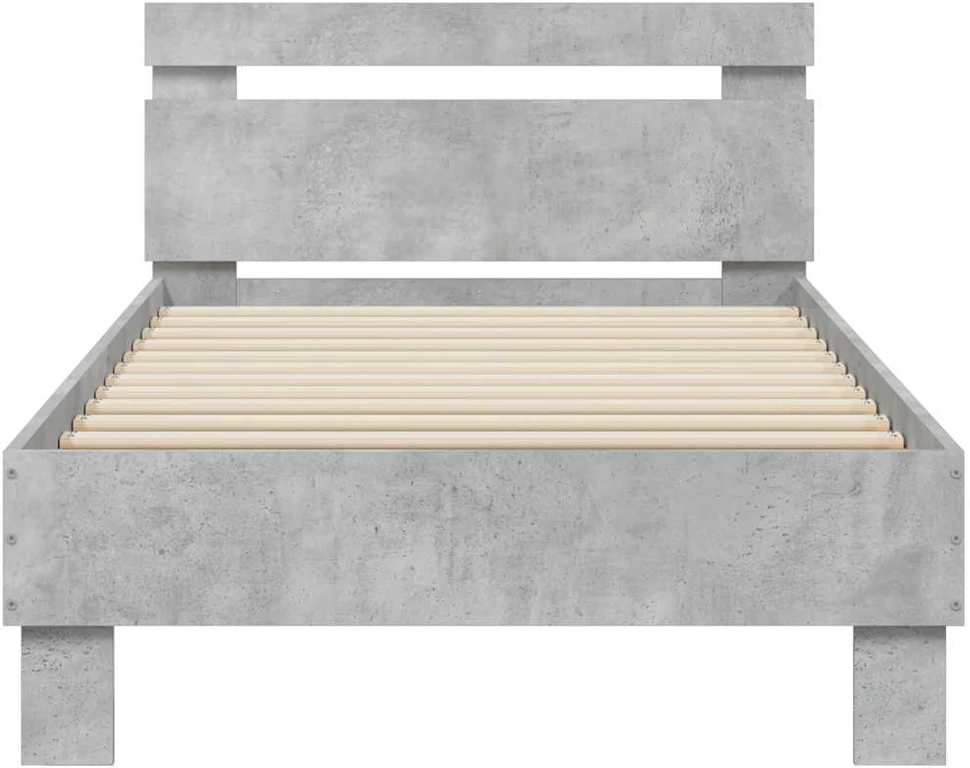 Lovos rėmas su galvūgaliu ir LED lemputėmis, betono, 90x190cm