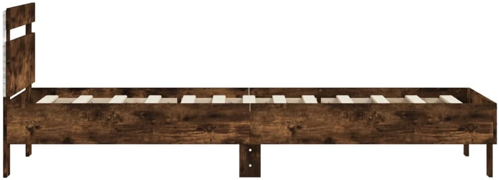 Lovos rėmas su galvūgaliu ir LED lemputėmis, dūminis, 90x190cm