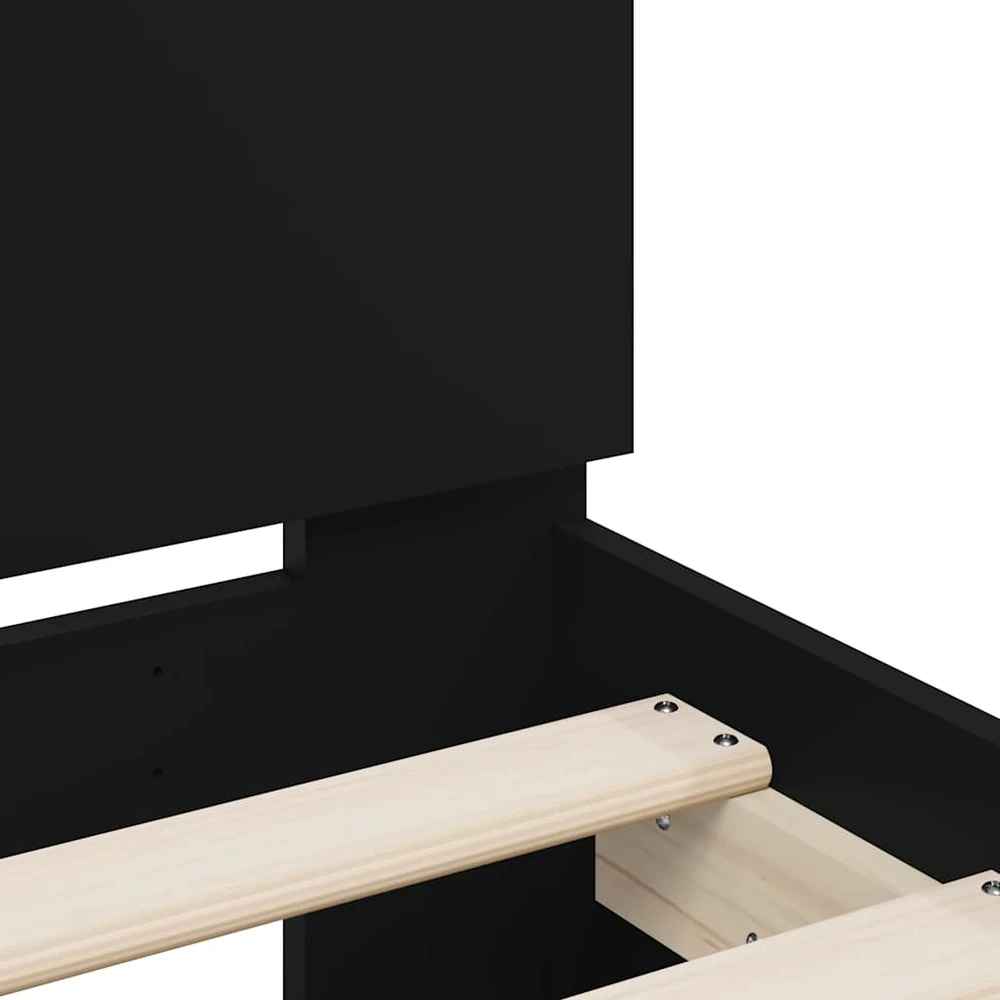 Lovos rėmas su galvūgaliu ir LED lemputėmis, juodas, 75x190cm