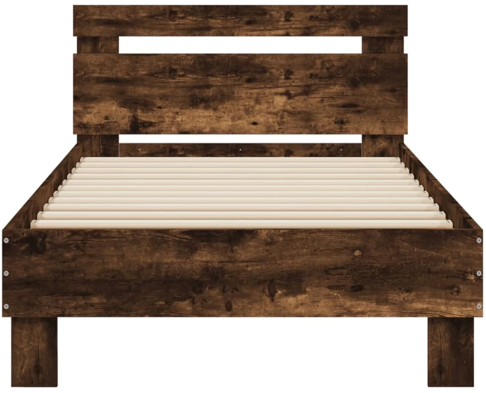 Lovos rėmas su galvūgaliu ir LED lemputėmis, dūminis, 90x190cm