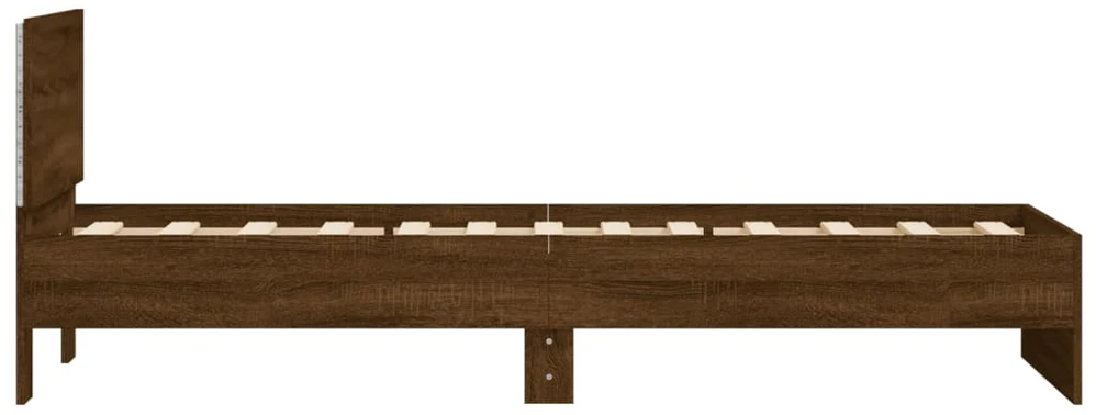 Lovos rėmas su galvūgaliu ir LED lemputėmis, rudas, 75x190cm