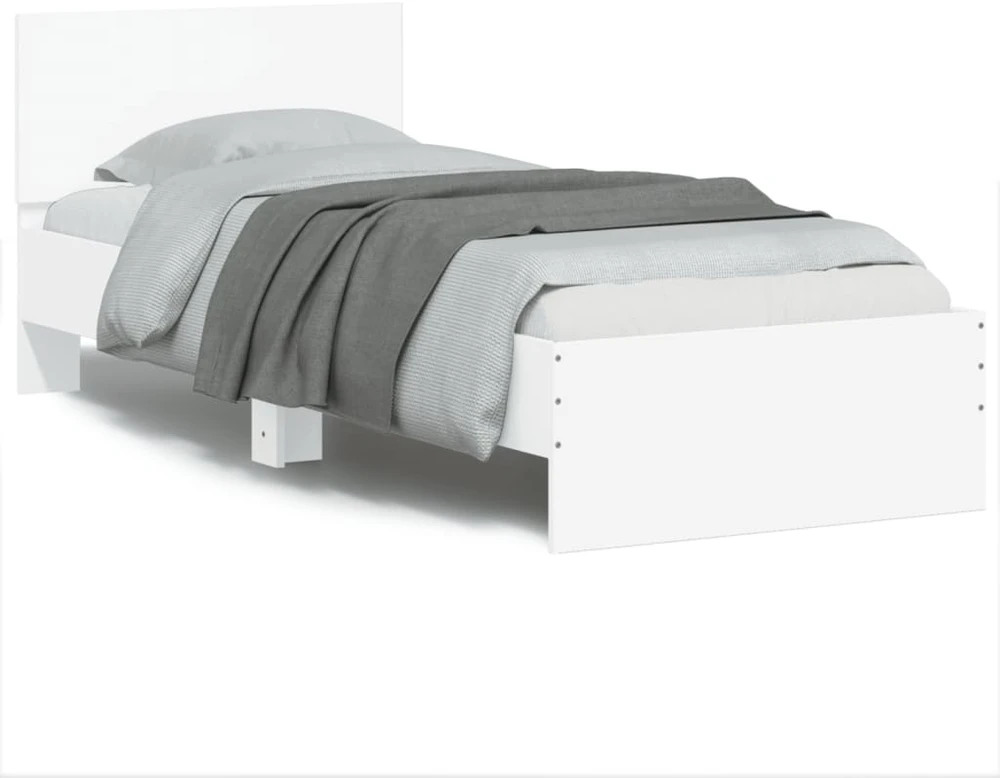 Lovos rėmas su galvūgaliu ir LED lemputėmis, baltas, 75x190cm