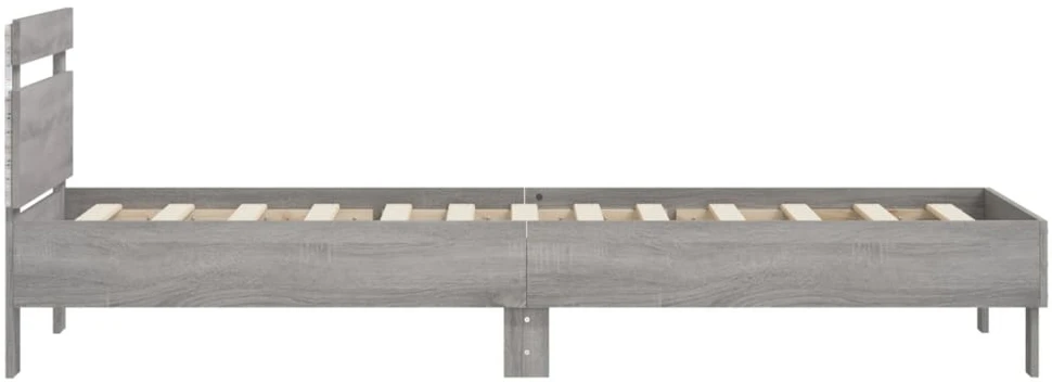Lovos rėmas su galvūgaliu ir LED lemputėmis, pilkas, 75x190cm