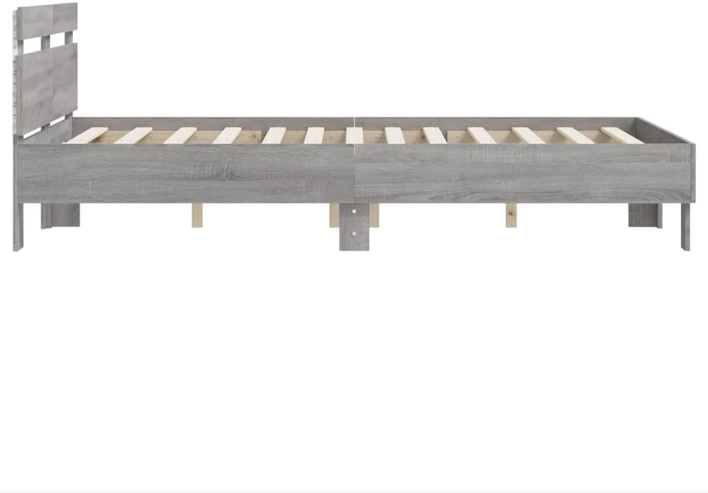 Lova Lovos rėmas su galvūgaliu ir LED, pilkas ąžuolo, 135x190cm