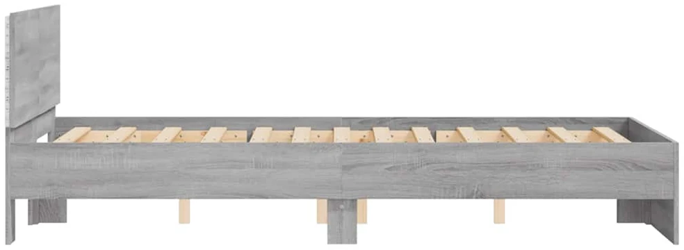 Lovos rėmas su galvūgaliu ir LED, pilkas ąžuolo, 140x190cm
