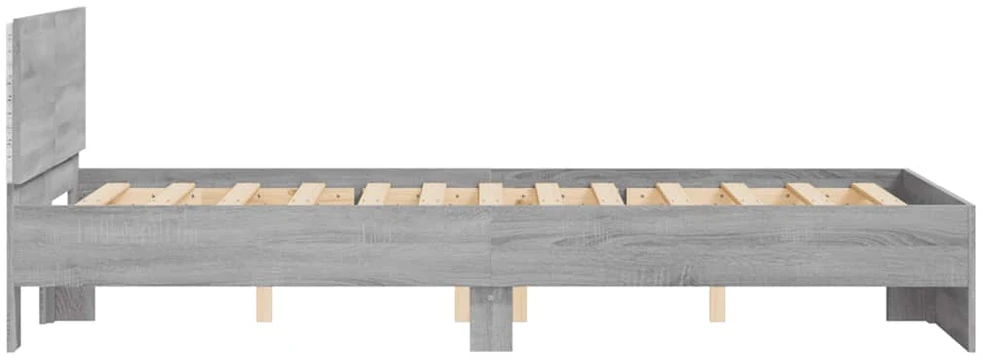 Lova Lovos rėmas su galvūgaliu ir LED, pilkas ąžuolo, 135x190cm